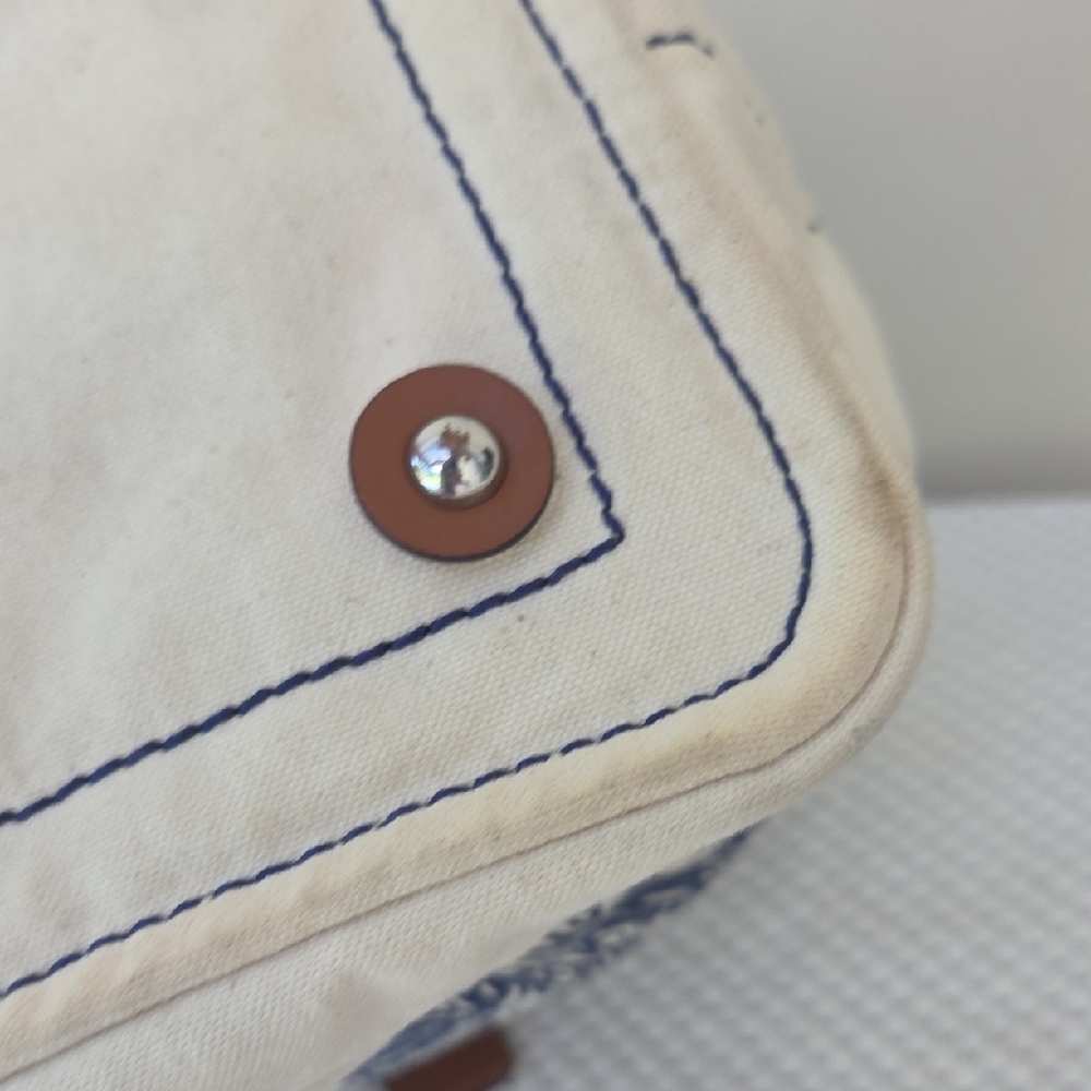 Lauren Ralph Lauren Nautical Sailors Canvas Leather Crossbody Satchel Purse Bag - Picture 11 of 14